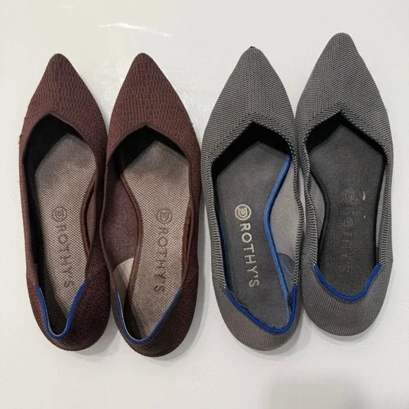 Bundle 2 pairs Rothy's brown and grey pointy toe flats - Picture 6 of 8
